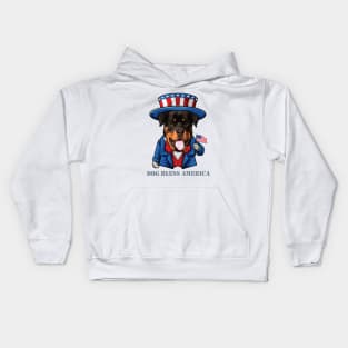 Rottweiler Dog Bless America Kids Hoodie